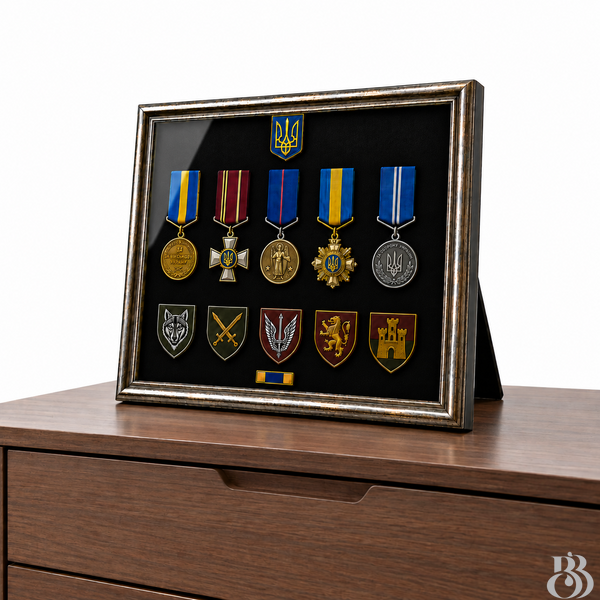 Вітрина під склом для нагрудних знаків, жетонів, орденів і фалеристики RK-450325-BK-05 фото