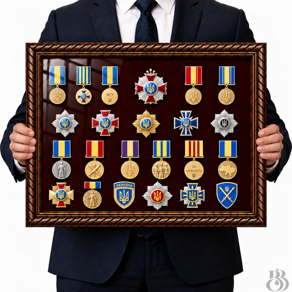 Преміальна рамка-вітрина для почесних нагород і відзнак (430&times;530 мм) RK-530430-BG-03 фото