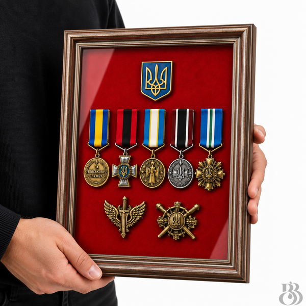 Кіот зі склом для орденів та пам'ятних відзнак &mdash; 33&times;24 см RK-330240-RD-05 фото
