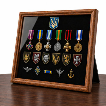 Рамка під склом для патчів, шевронів, медалей і військових знаків &ndash; подарунок військовому ЗСУ RK-450325-BK-04 фото
