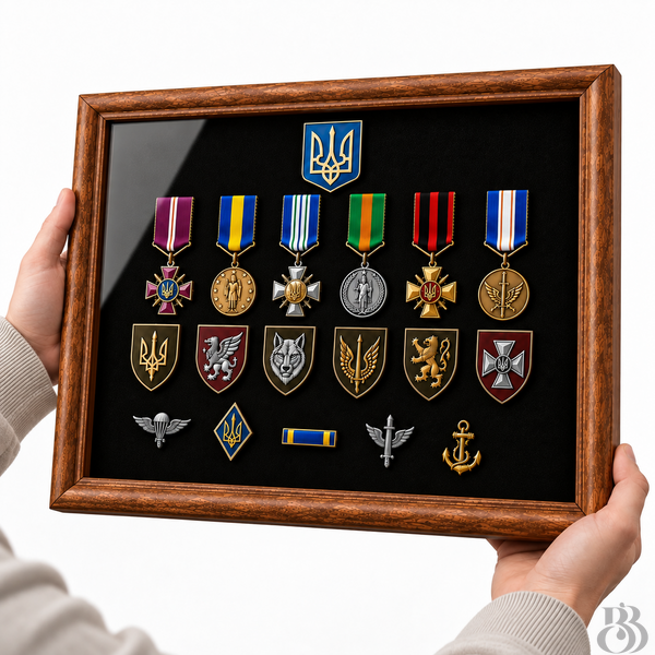 Рамка під склом для патчів, шевронів, медалей і військових знаків &ndash; подарунок військовому ЗСУ RK-450325-BK-04 фото