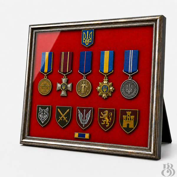 Презентаційна рамка-кіот для орденів, медалей та офіційних нагород під склом 32,5&times;45 см RK-450325-RD-05 фото